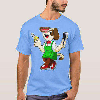 Hond als Kapper met Schaarkam T-shirt