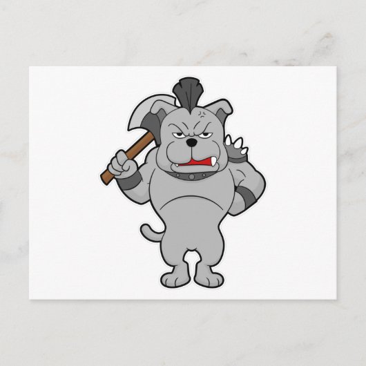 Hond als krijger met bijl briefkaart (Voorkant)