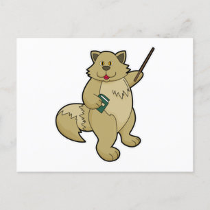 Hond als leraar met boek en aanwijsstok briefkaart