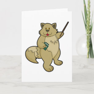 Hond als leraar met boek en aanwijsstok kaart