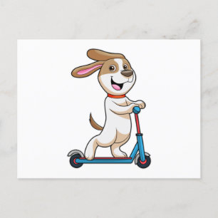 Hond als motorrijder met scooter briefkaart