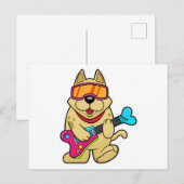 Hond als Musicus met Gitaar Briefkaart (Voorkant / Achterkant)