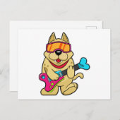 Hond als muzikant met gitaar briefkaart (Voorkant / Achterkant)