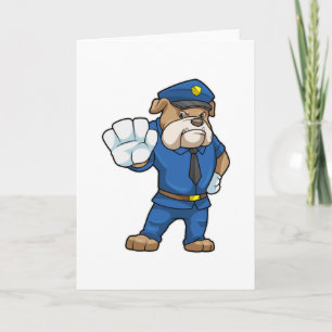 Hond als politieagent met politie-uniform kaart