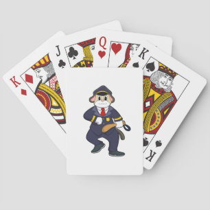 Hond als politieagent met politie-uniform pokerkaarten