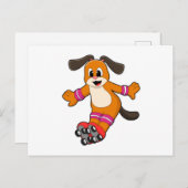 Hond als skater met inline skates briefkaart (Voorkant / Achterkant)
