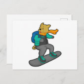 Hond als snowboarder met snowboard en rugzak briefkaart (Voorkant / Achterkant)