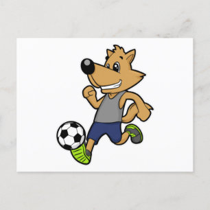 Hond als voetballer bij voetbal briefkaart