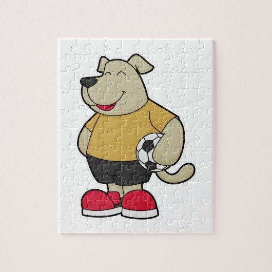 Hond als voetballer met Voetbal Legpuzzel (Verticaal)
