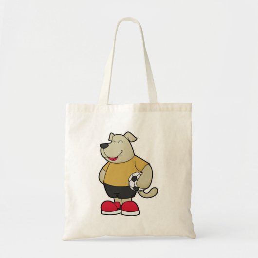 Hond als voetballer met Voetbal Tote Bag (Voorkant)