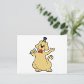 Hond als zanger met microfoon briefkaart (Staand voorkant)