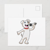 Hond als zanger met microfoon briefkaart (Voorkant / Achterkant)