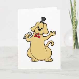 Hond als zanger met microfoon kaart