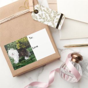 Hond Art Oud Engels Sheepdog Custom Rechthoekige Sticker