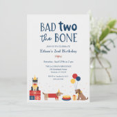 Hond Bad Two Het bot 2e verjaardagsfeestje Kaart (Staand voorkant)