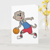 Hond Basketbalspeler Basketbal Kaart (Gele Bloem)