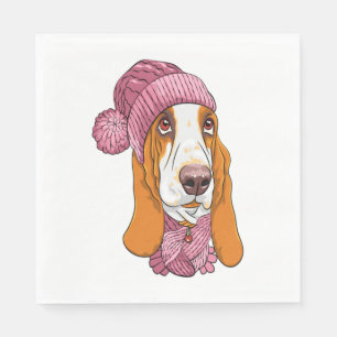 hond Basset Hound ras in gebreide muts  Servet