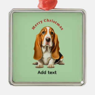 Hond, Basset Hound sjabloon, Kerstmis Metalen Ornament
