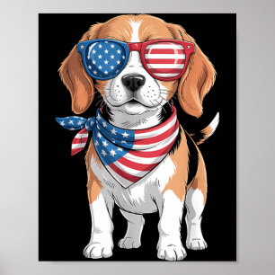 Hond Beagle Amerikaanse Vlag Bandana Patriottisch Poster