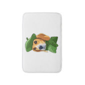 Hond Beagle in groene Franse baret Badmat (Voorkant Verticaal)