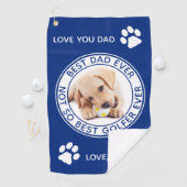 Hond Beste Papa Ooit Blauw Wit Grappige Foto Golfhanddoek (Insitu)