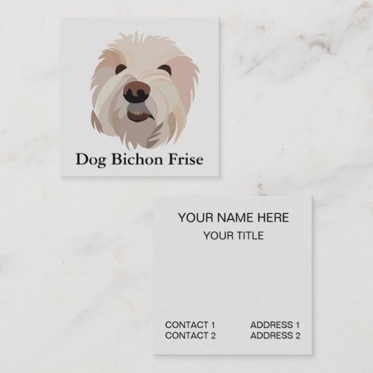 Hond Bichon Frise Leuke Hond Vierkante Visitekaartje (Voorkant / Achterkant)