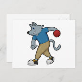 Hond bij Bowling met Bowling-bal Briefkaart (Voorkant / Achterkant)