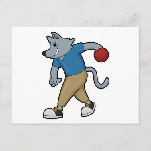 Hond bij Bowling met Bowling-bal Briefkaart (Voorkant)