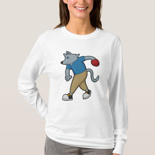 Hond bij Bowling met Bowling-bal T-shirt (Voorkant)
