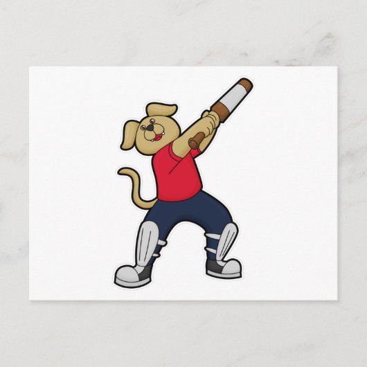 Hond bij Cricket met cricketbat Briefkaart (Voorkant)