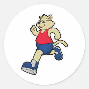 Hond bij het runnen met bril ronde sticker