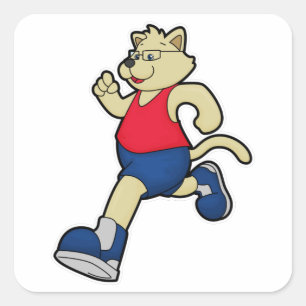 Hond bij het runnen met bril vierkante sticker