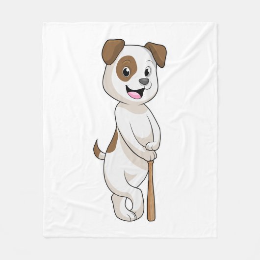 Hond bij honkbal met honkbalknuppel fleece deken (Voorkant)