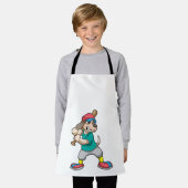 Hond bij honkbal met honkbalknuppel schort (Gedragen)