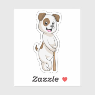 Hond bij honkbal met honkbalknuppel sticker