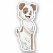 Hond bij honkbal met honkbalknuppel sticker (Voorkant)