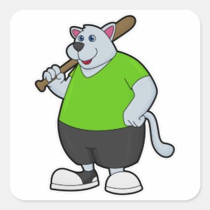 Hond bij honkbal met honkbalknuppel vierkante sticker