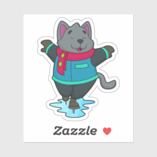 Hond bij ijsschaatsen met ijskoude schaatsen en sc sticker