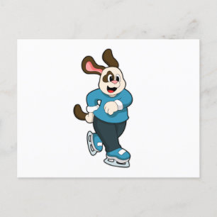 Hond bij ijsschaatsen met ijsschaatsen briefkaart