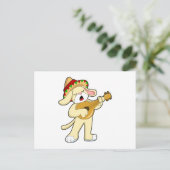 Hond bij muziek met gitaar briefkaart (Staand voorkant)