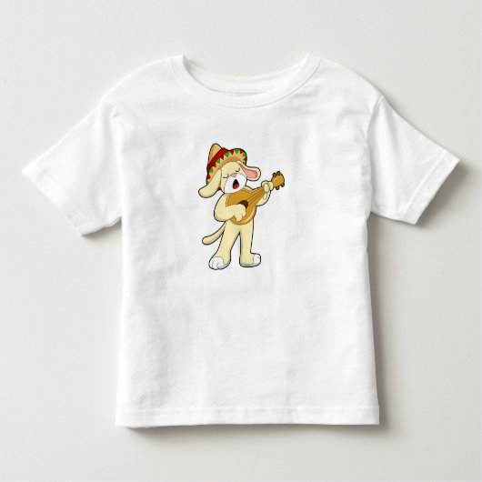 Hond bij Muziek met Guitar Kinder Shirts (Voorkant)