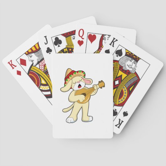 Hond bij Muziek met Guitar Pokerkaarten (Achterkant)