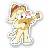 Hond bij Muziek met Guitar Sticker (Voorkant)