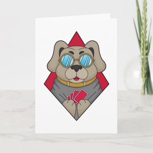 Hond bij Poker met Pokerkaarten Kaart (Voorkant)