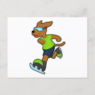 Hond bij schaatsen met zwembril briefkaart