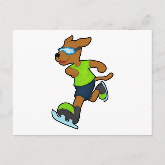 Hond bij schaatsen met zwembril briefkaart (Voorkant)