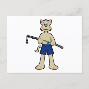 Hond bij vissen met hengel & Vis Briefkaart
