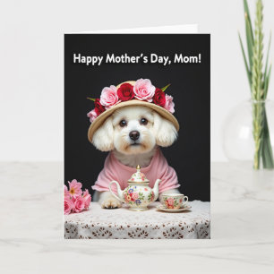 Hond bloem Moederdag Theepartijkaart Kaart