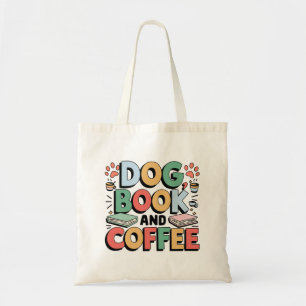 Hond, boek en koffie tote bag
