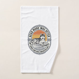 Hond Boek Liefhebber Shirt Vintage Gravure Husky L Handdoek